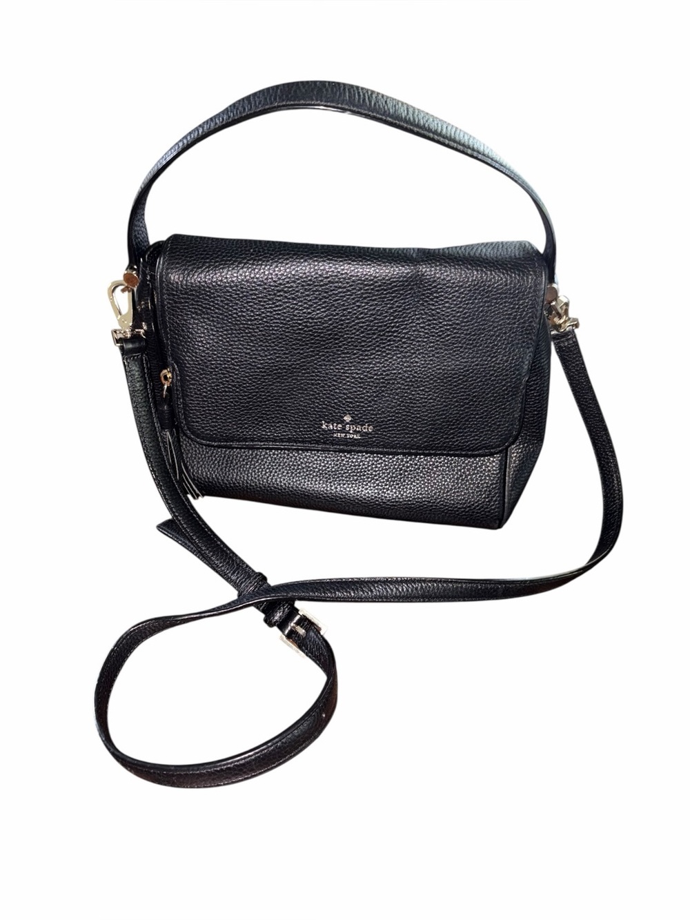 Kate Spade Black Pebbled Leather Top-Handle Crossbody Bag